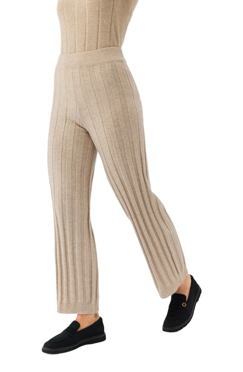 GOBI Mongolian Cashmere Textured Knit Cashmere Pants, Alternate, color, Warm Grey