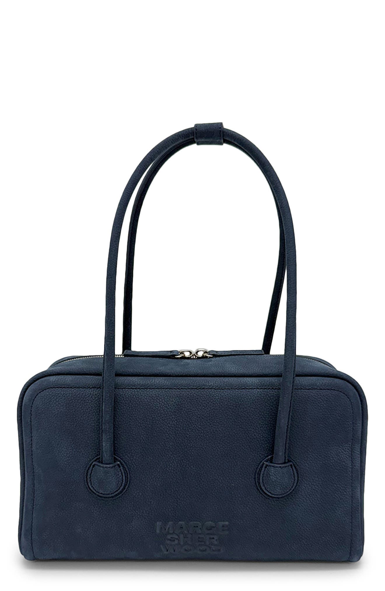 Soft Boston Small Nubuck Leather Shoulder Bag, Main, color, INDIGO NUBUCK