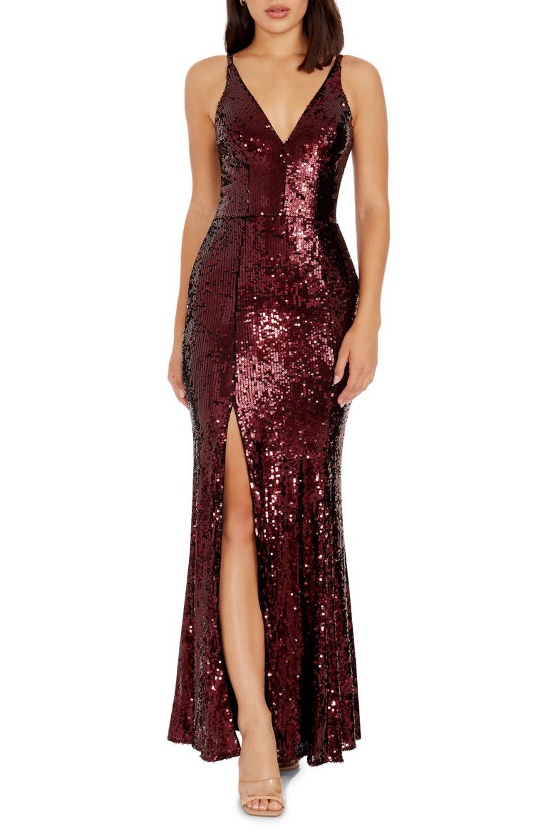 Iris Sequin Gown, Main, color, PORT
