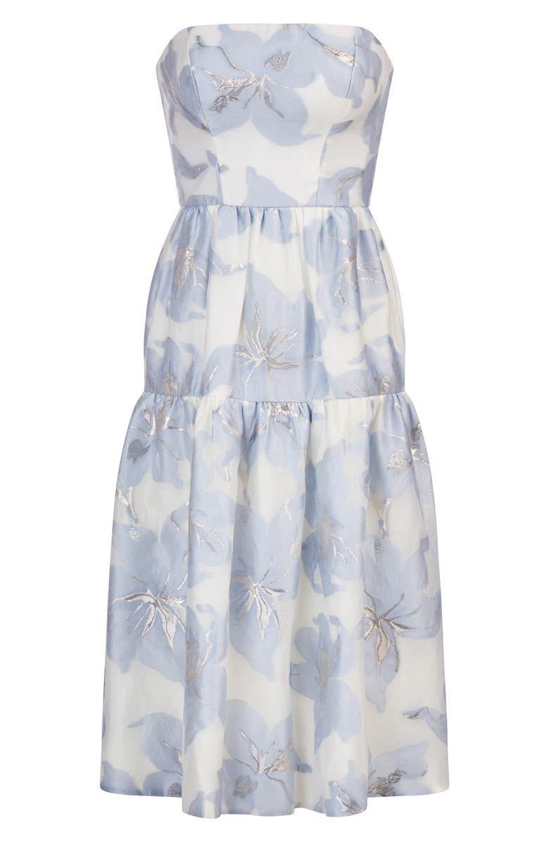 Kay Unger Cassie Metallic Strapless Midi Dress, Alternate, color,