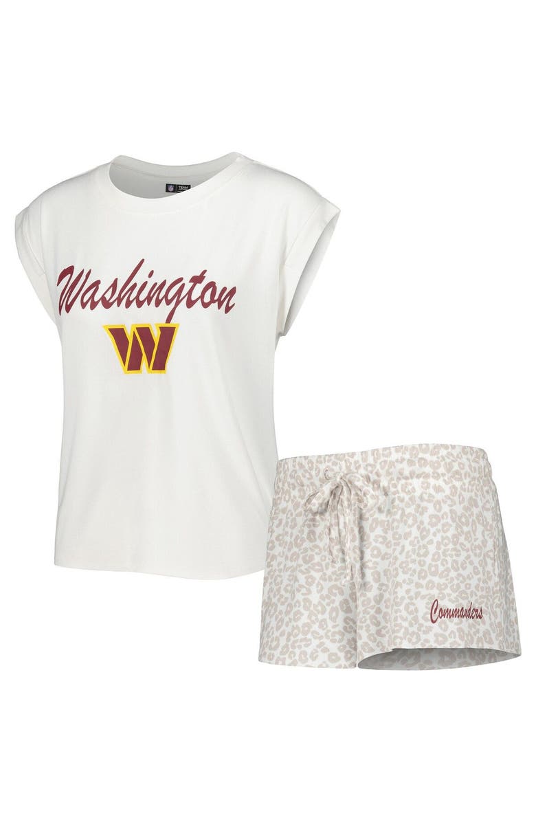 CONCEPTS SPORT Women's Concepts Sport White/Cream Washington Commanders Montana Knit T-Shirt & Shorts Sleep Set, Main, color, 