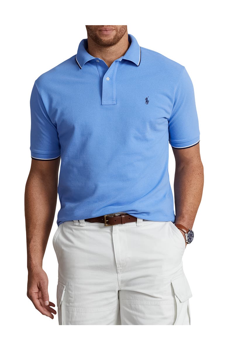 Polo Ralph Lauren Big & Tall Tipped Mesh Polo Shirt, Main, color, Harbor Island Blue