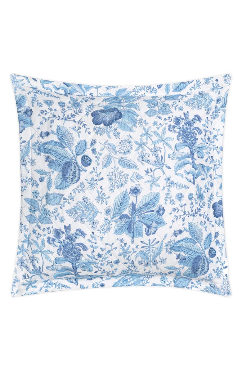 Matouk Pomegranate Linen Quilted Euro Sham, Main, color, Porcelain Blue