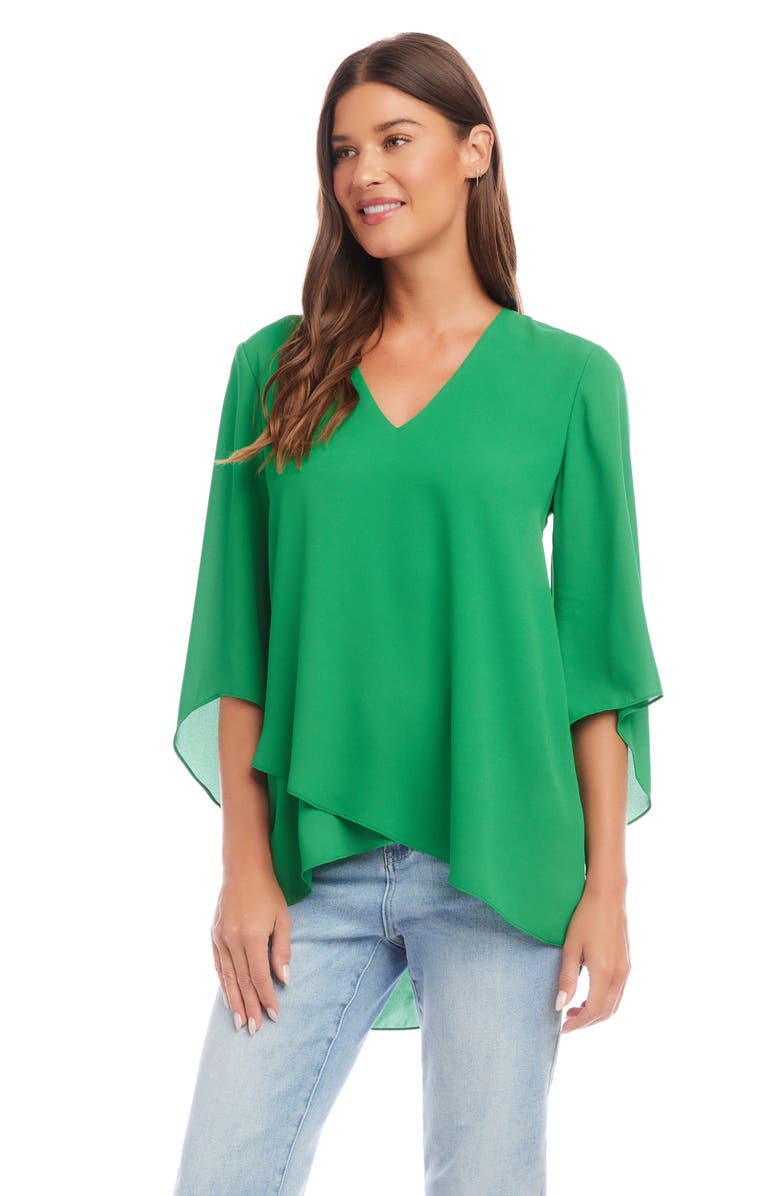 Karen Kane Crossover Hem Asymmetric Top, Alternate, color, Grass