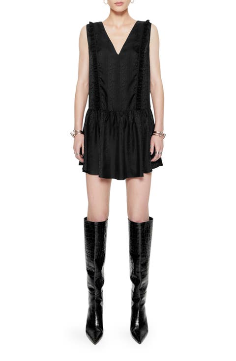 Valerie Lace Trim Sleeveless Silk Blend Minidress