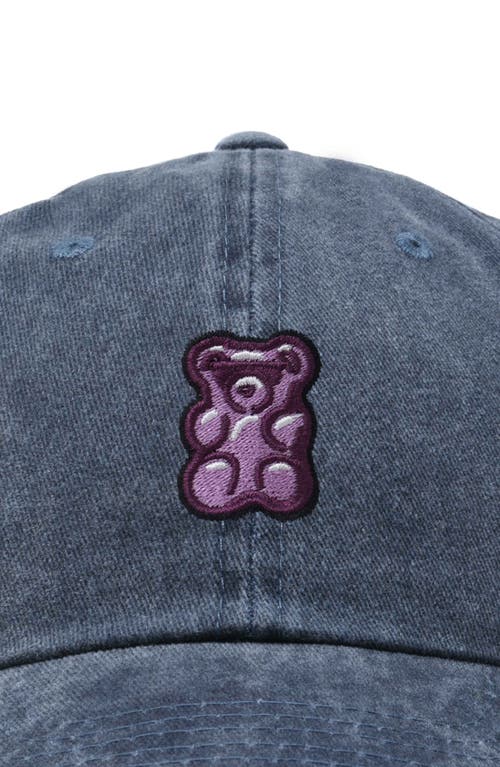 Dalix Purple Gummy Embroidered Cap In Washed Navy Blue