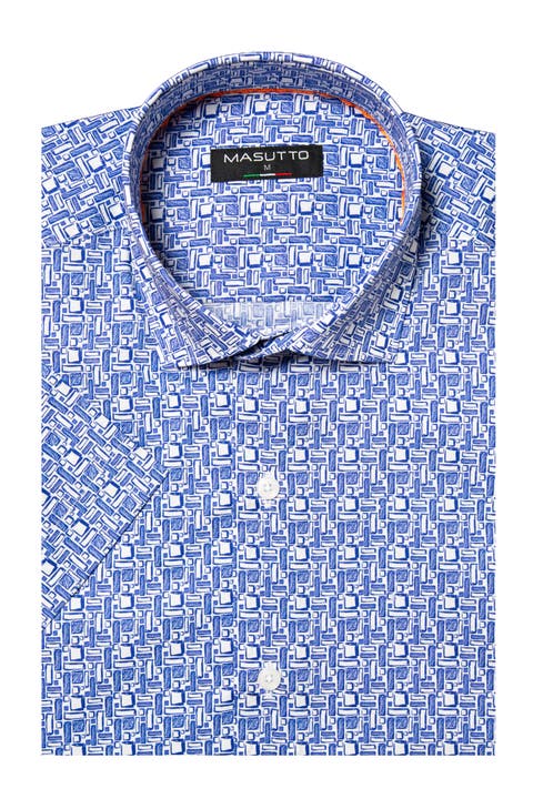 Omaha Print Button-Up Short Sleeve Shirt