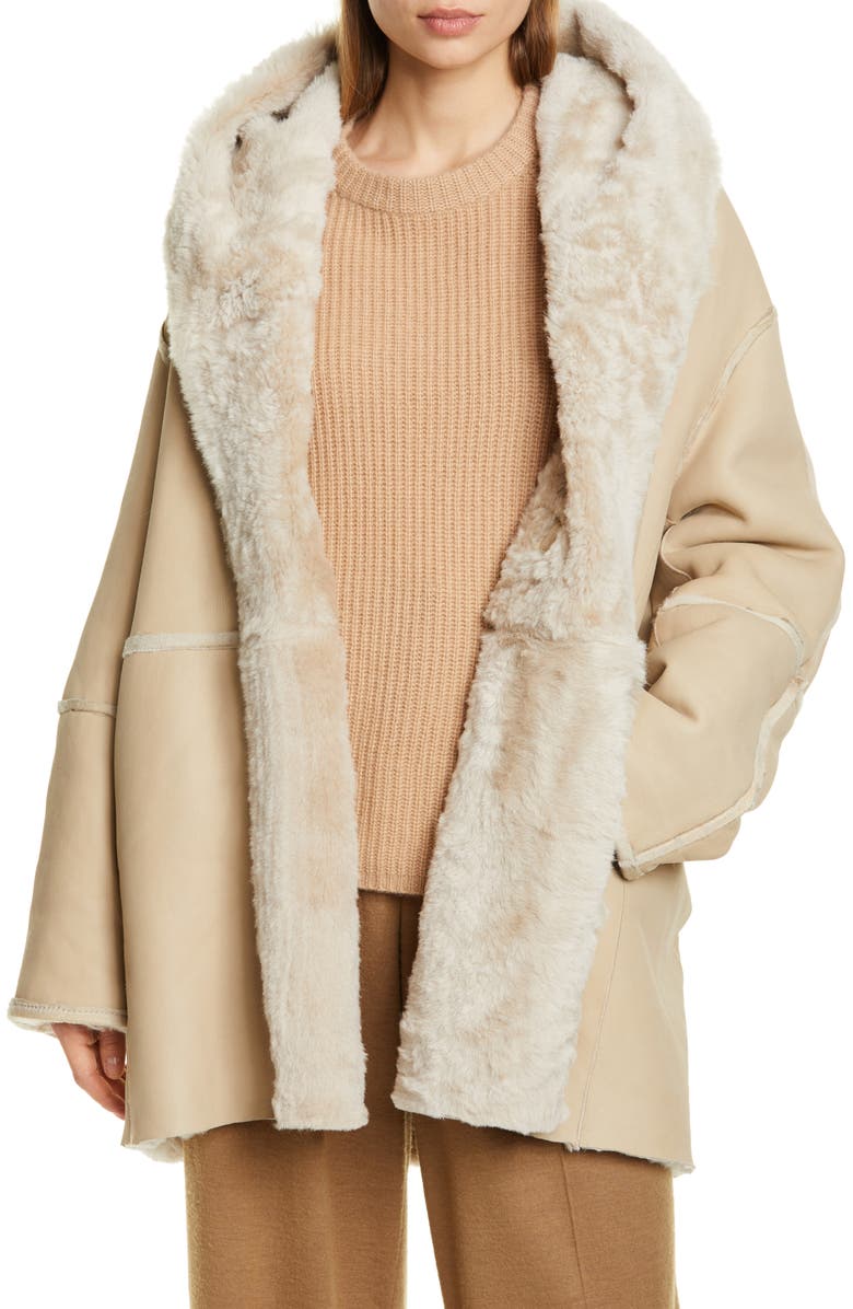 Vince Genuine Shearling Hooded Coat, Main, color,
