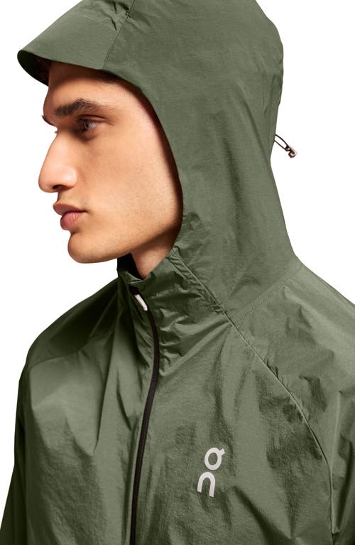 On Core Hooded Packable Running Jacket In Taiga/eclipse