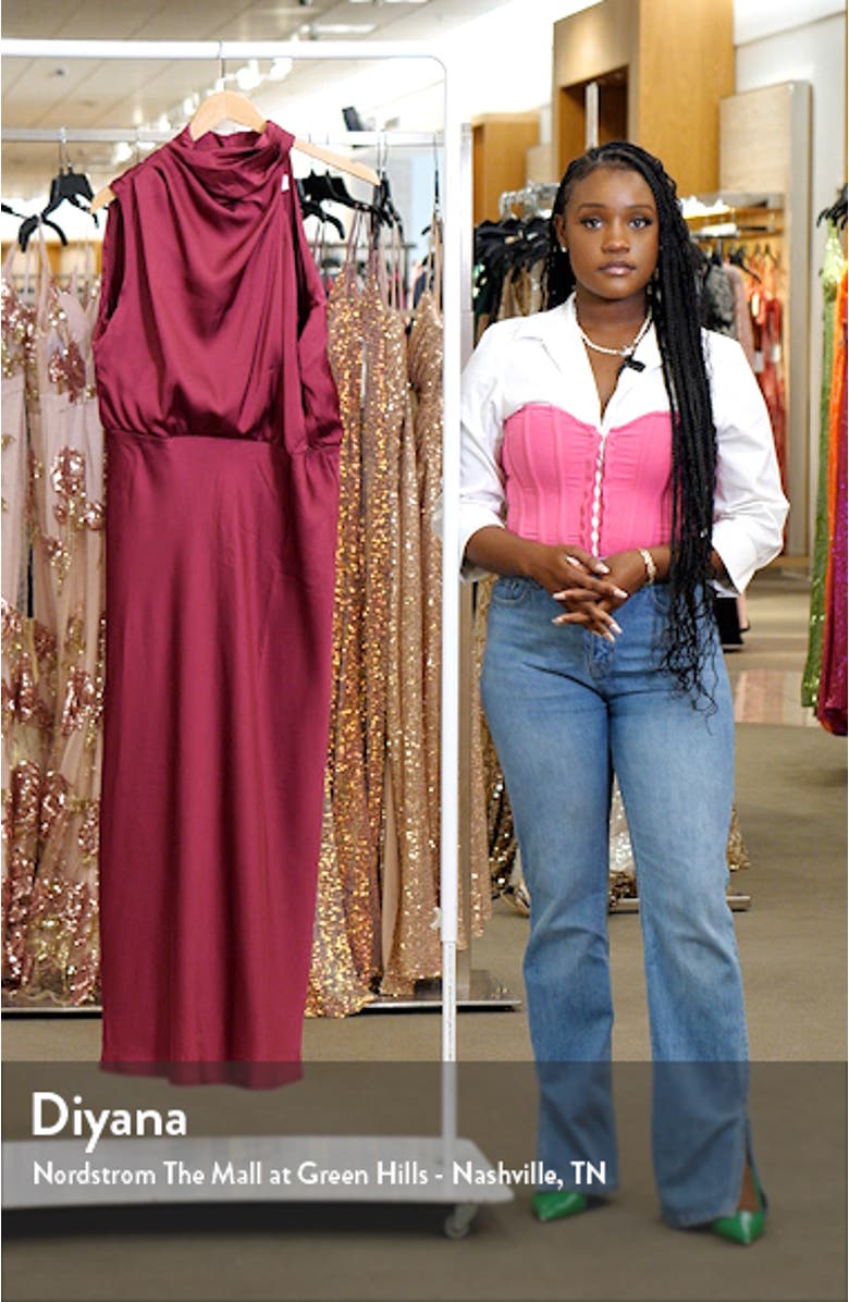 Anabelle Halter Neck Satin Midi Dress, sales video thumbnail