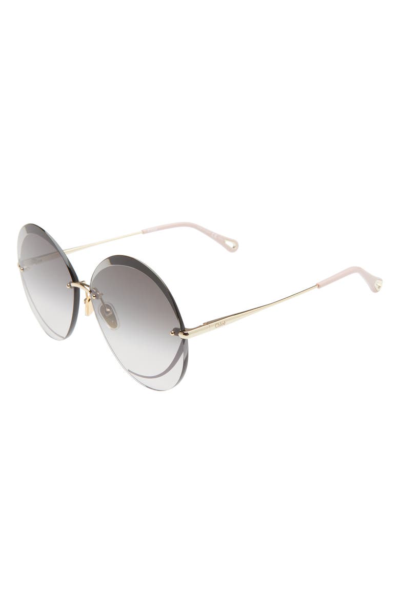 Chloé 64mm Gradient Round Sunglasses, Alternate, color,