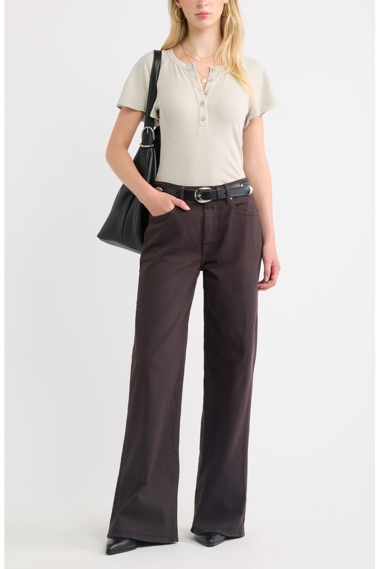 High Waist Wide Leg Jeans, Alternate, color, BROWN OVERDYE