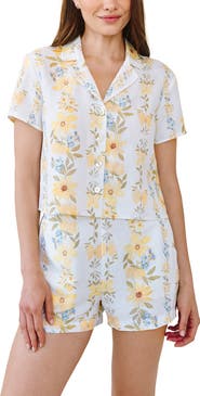 Bella Dahl Stripe Floral Short Sleeve Button-Up Camp Shirt