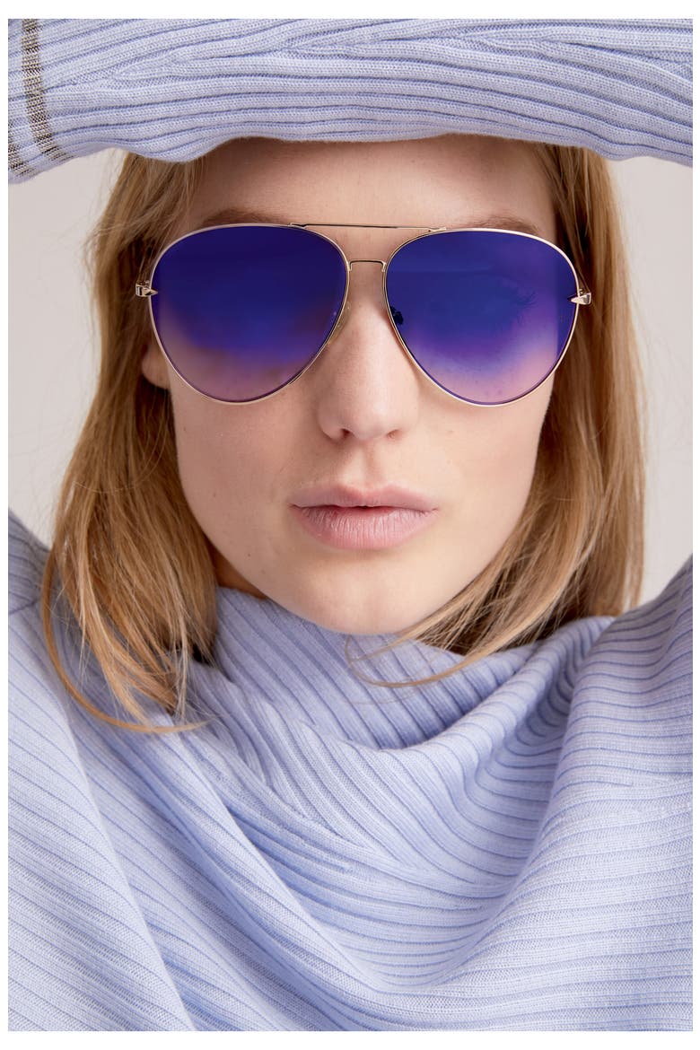 63mm Aviator Sunglasses, Main, color, BLACK