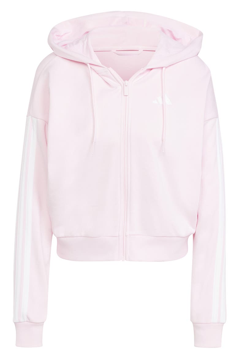 3-Stripes French Terry Full Zip Hoodie, Alternate, color, CLEAR PINK/ WHITE