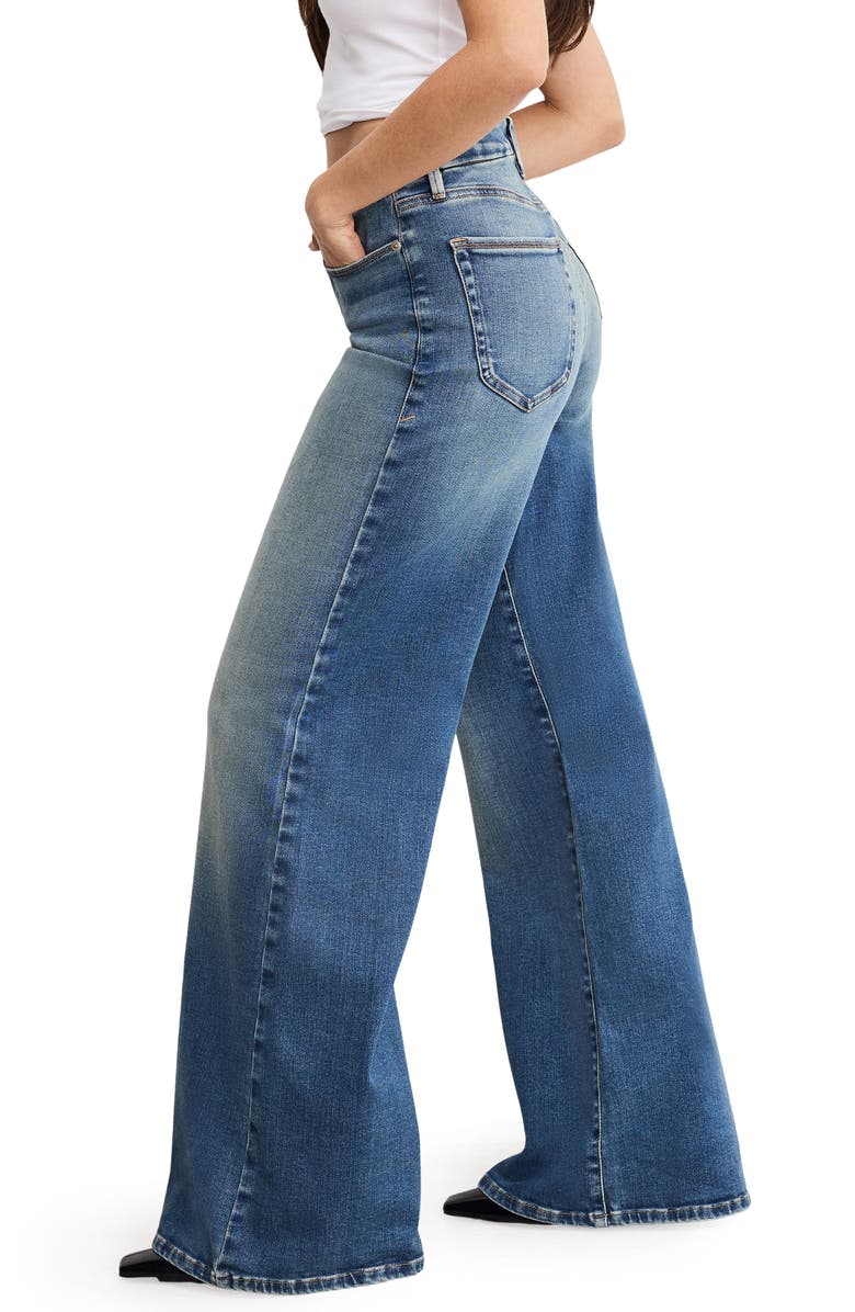 Good American Good Waist High Waist Wide Leg Palazzo Jeans, Alternate, color, Indigo986