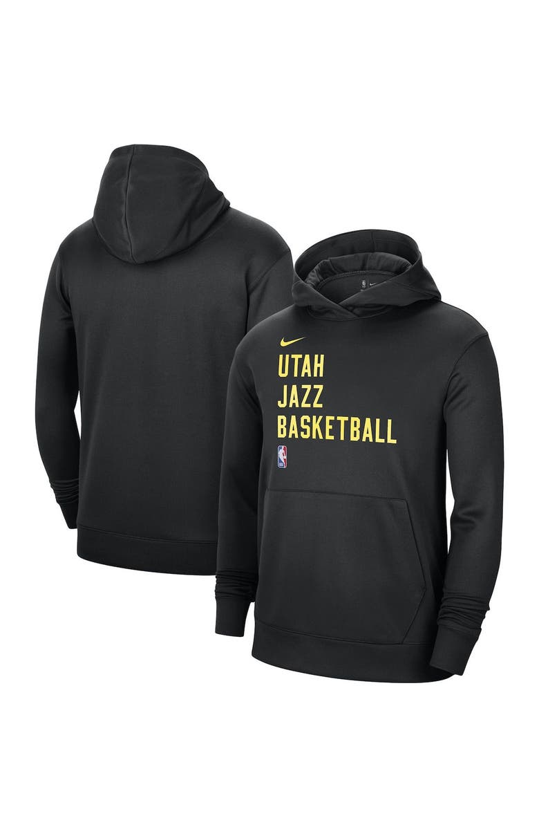 Nike Unisex Nike Black Utah Jazz 2023/24 Performance Spotlight On-Court Practice Pullover Hoodie, Main, color, Black