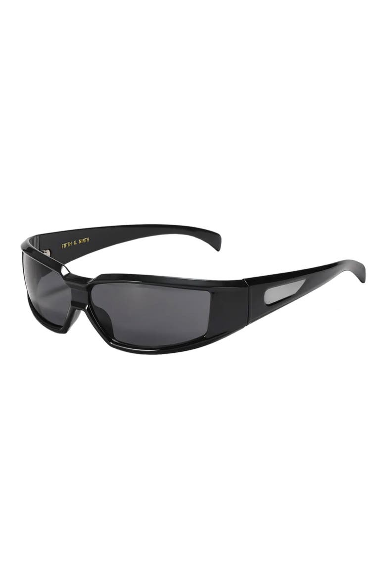 Ford 59mm Polarized Wraparound Sunglasses, Alternate, color, BLACK/ BLACK