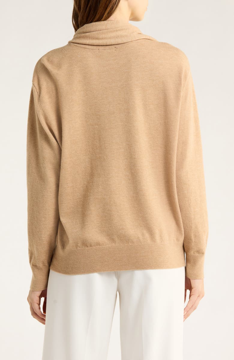 Halogen<sup>®</sup> Crewneck Scarf Sweater, Alternate, color, Latte Heather