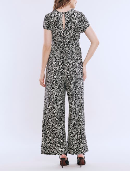 MOTHERHOOD MATERNITY MOTHERHOOD MATERNITY SHORT SLEEVE V-NECK FLARE LEG JUMPSUIT
