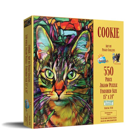 Cookie Stained Glass Cat 550 piece Jigsaw Puzzle for Adults