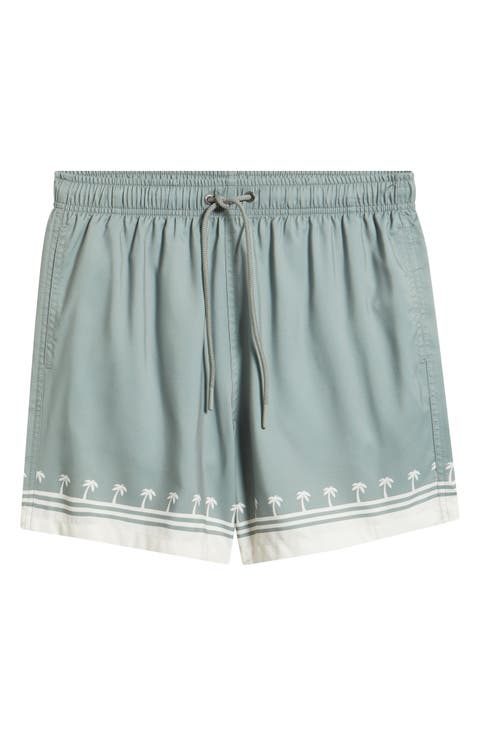 Palm Tree Print Swim Trunks