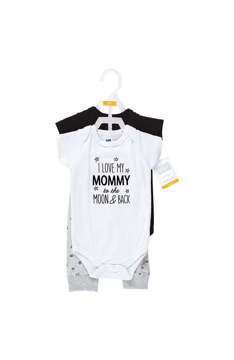 Hudson Baby Two Bodysuits & Matching Pants Apparel Set, Alternate, color, Mom Dad Moon And Back
