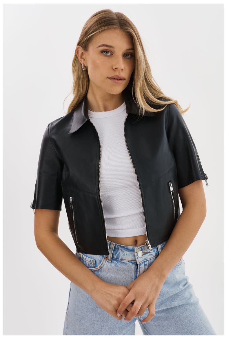 SEVANA | Reversible Leather Jacket, Main, color, Black/Silver