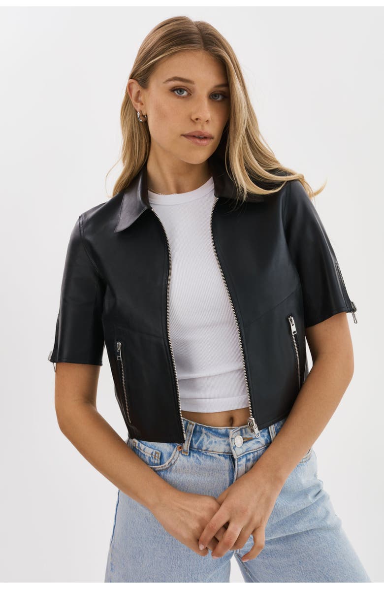 LAMARQUE SEVANA | Reversible Leather Jacket, Main, color, Black/Silver