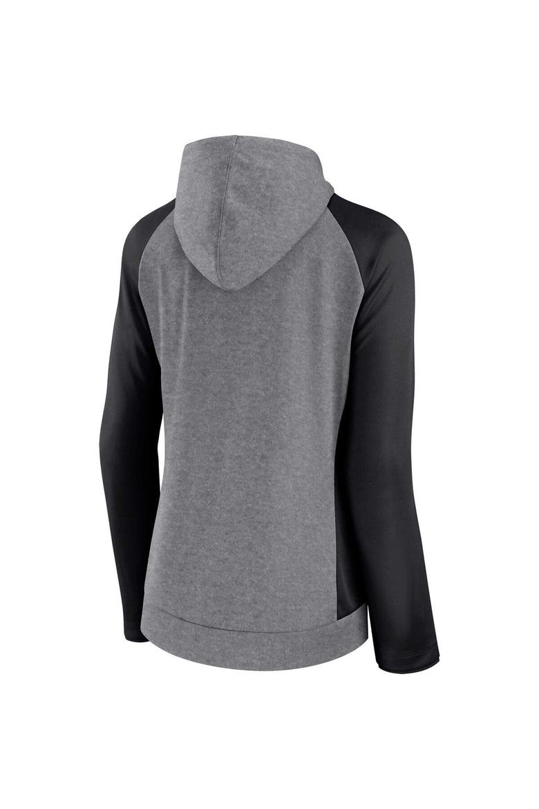 Women's Fanatics Branded  Heather Gray/College Black Las Vegas Raiders Blind Side Lightweight Full-Zip Hoodie, Alternate, color, Heather Gray