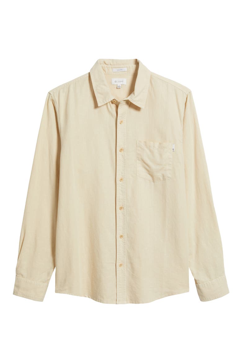 Wesley Linen & Cotton Button-Up Shirt, Alternate, color, NATURAL IVORY