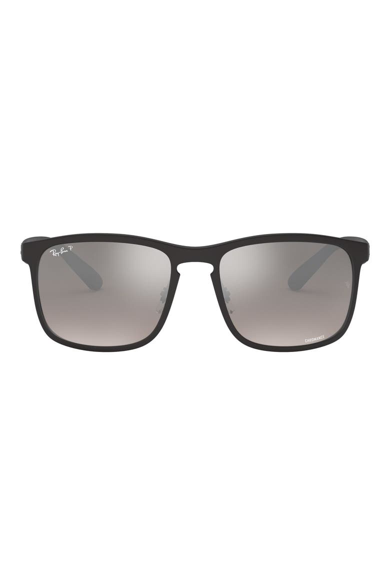 Tech 62mm Polarized Wayfarer Sunglasses, Main, color, MAT BLACK/BLUEGOLD MIRROR GRAD