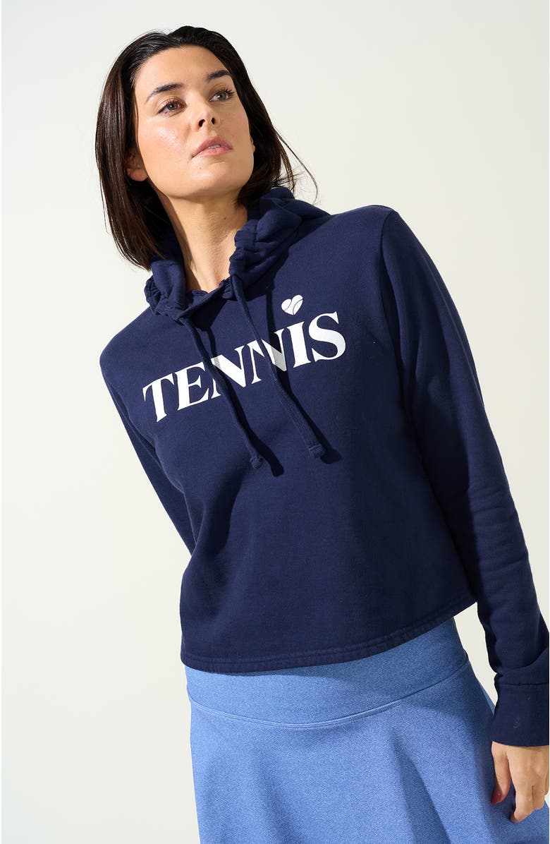 Bobbe Active Courtside Cropped Fleece Hoodie, Alternate, color, Marine Navy