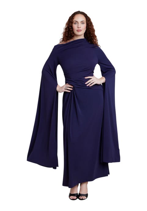 Cape Sleeve Draped Maxi Dress