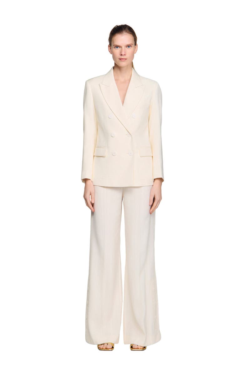 SANDRO Double-breasted suit jacket, Main, color, Ecru