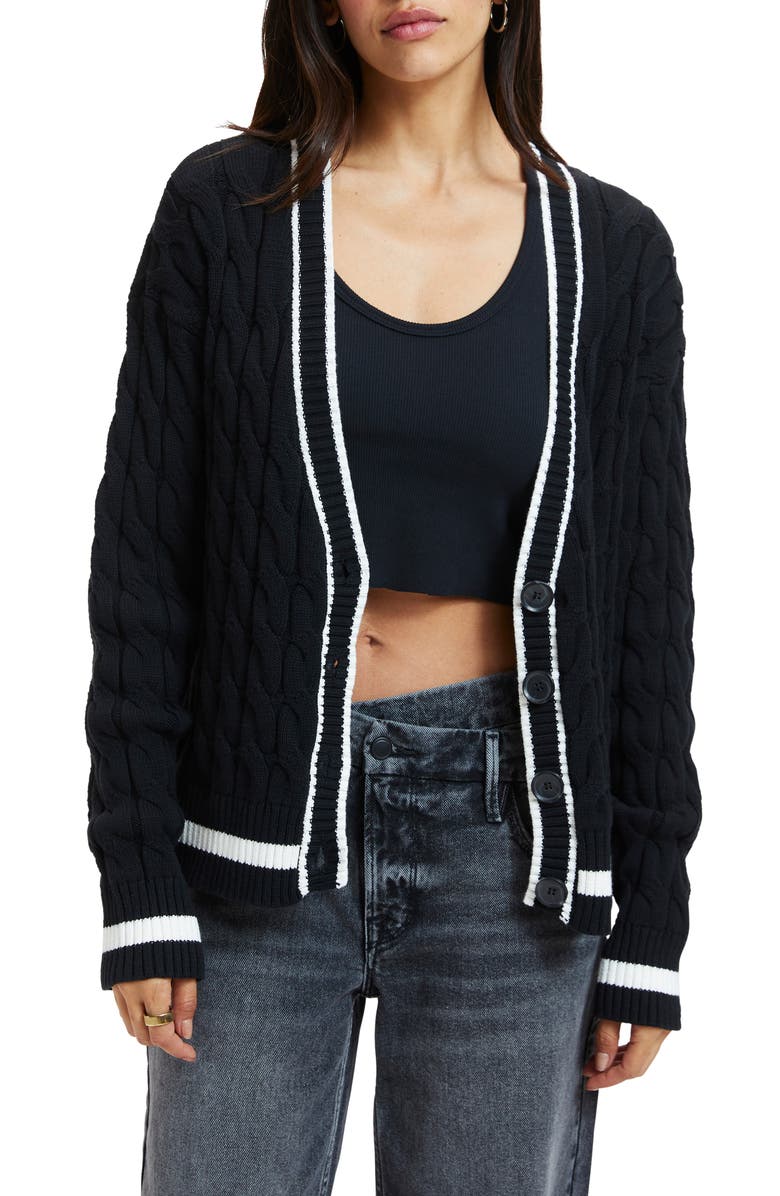 Good American Collegiate Oversize Cotton Blend Cardigan, Main, color, 
