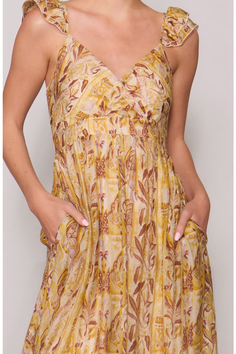 Print Tiered Maxi Dress, Alternate, color, MARIGOLD MULTI