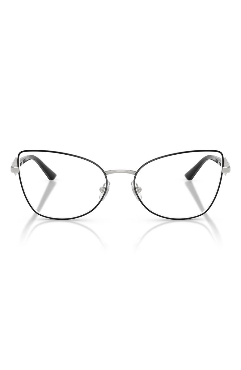 Jimmy Choo 55mm Cat Eye Optical Glasses, Main, color, Silver/ Black / Demo Lens