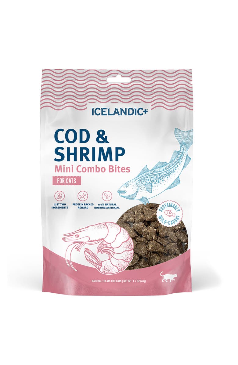 ICELANDIC+ Mini Combo Bites Cod & Shrimp, 1.7oz Bag, Main, color, Brown