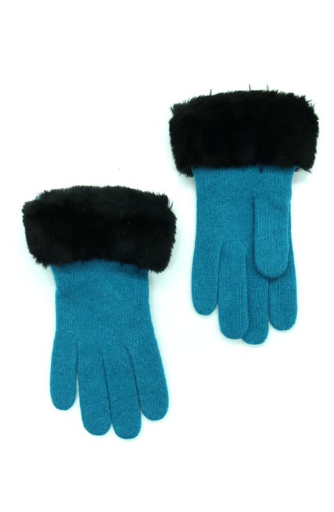 Wool Blend Gloves with Faux Fur Trim