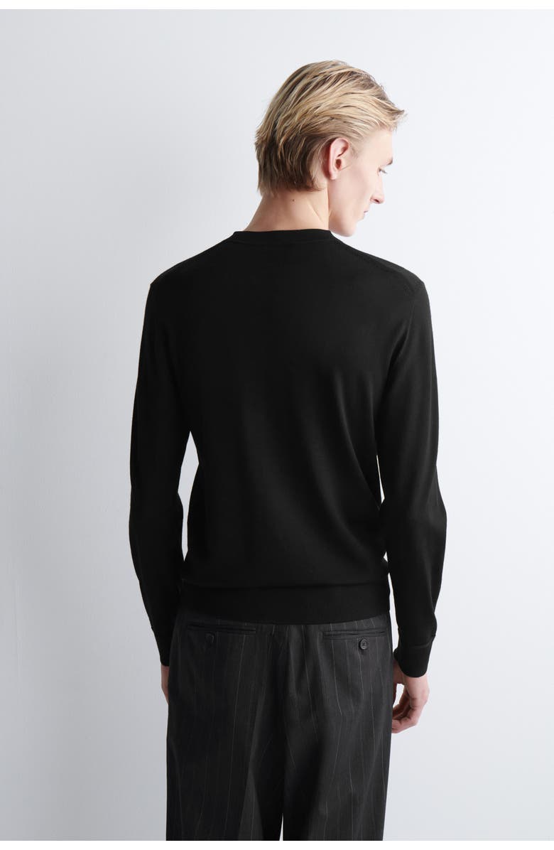 COS Slim Merino Wool Henley Top, Alternate, color, Black