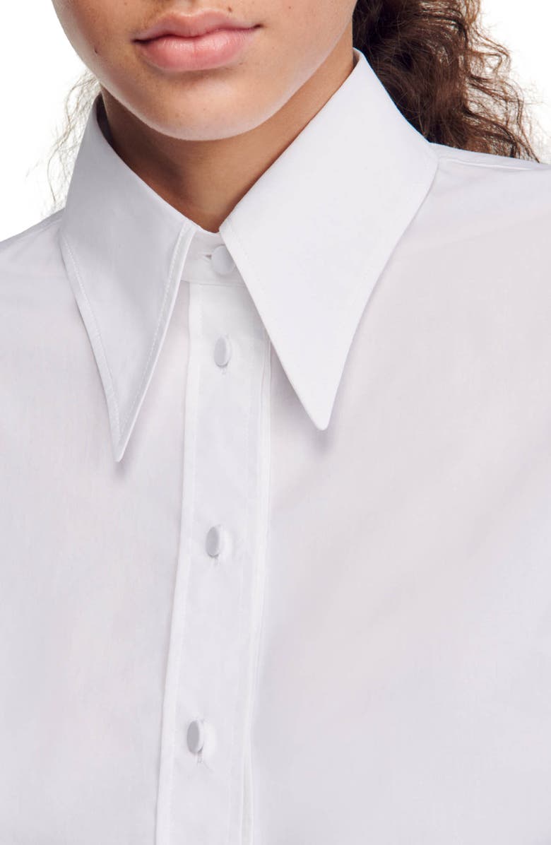 SANDRO Gourmandise Long Sleeve Poplin Cotton Button-Up Shirt, Alternate, color,