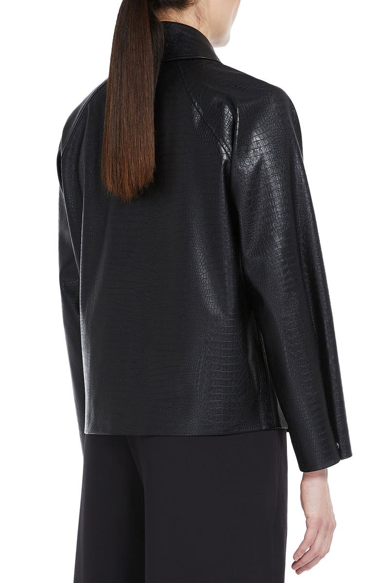 Max Mara Leisure Nepal Croc Embossed Faux Leather Jacket, Alternate, color, 