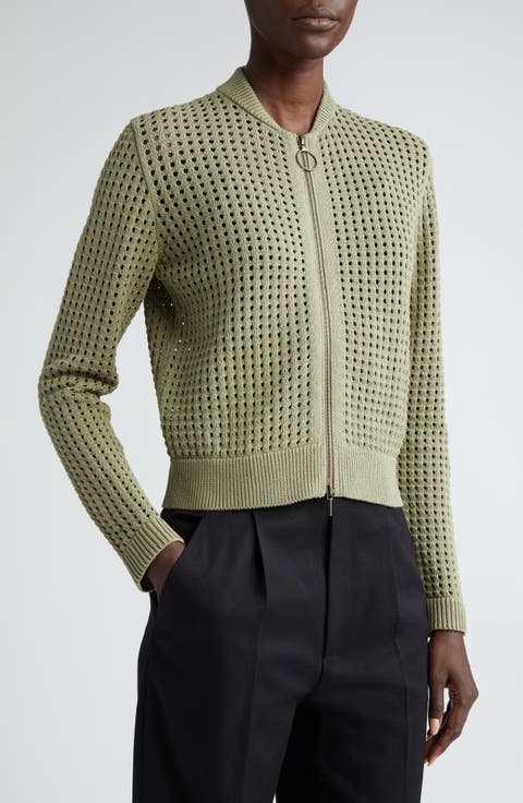Open Stitch Zip Cardigan