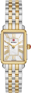 MICHELE Deco Park Mother-of-Pearl Bracelet Watch, 23mm x 29mm