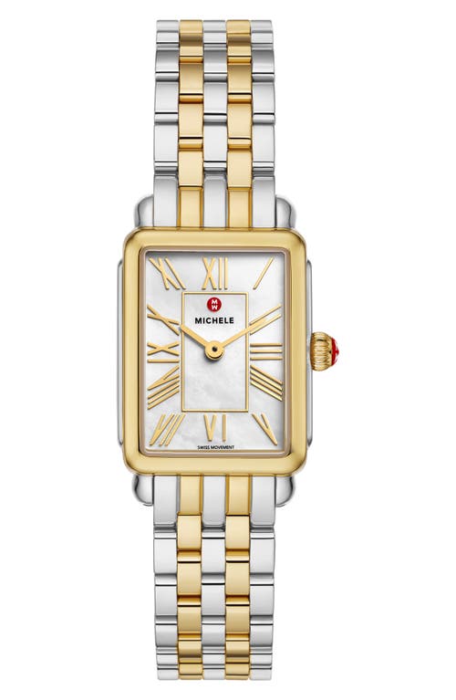 Michele Deco Park Mother-of-pearl Bracelet Watch, 23mm X 29mm In Two Tone