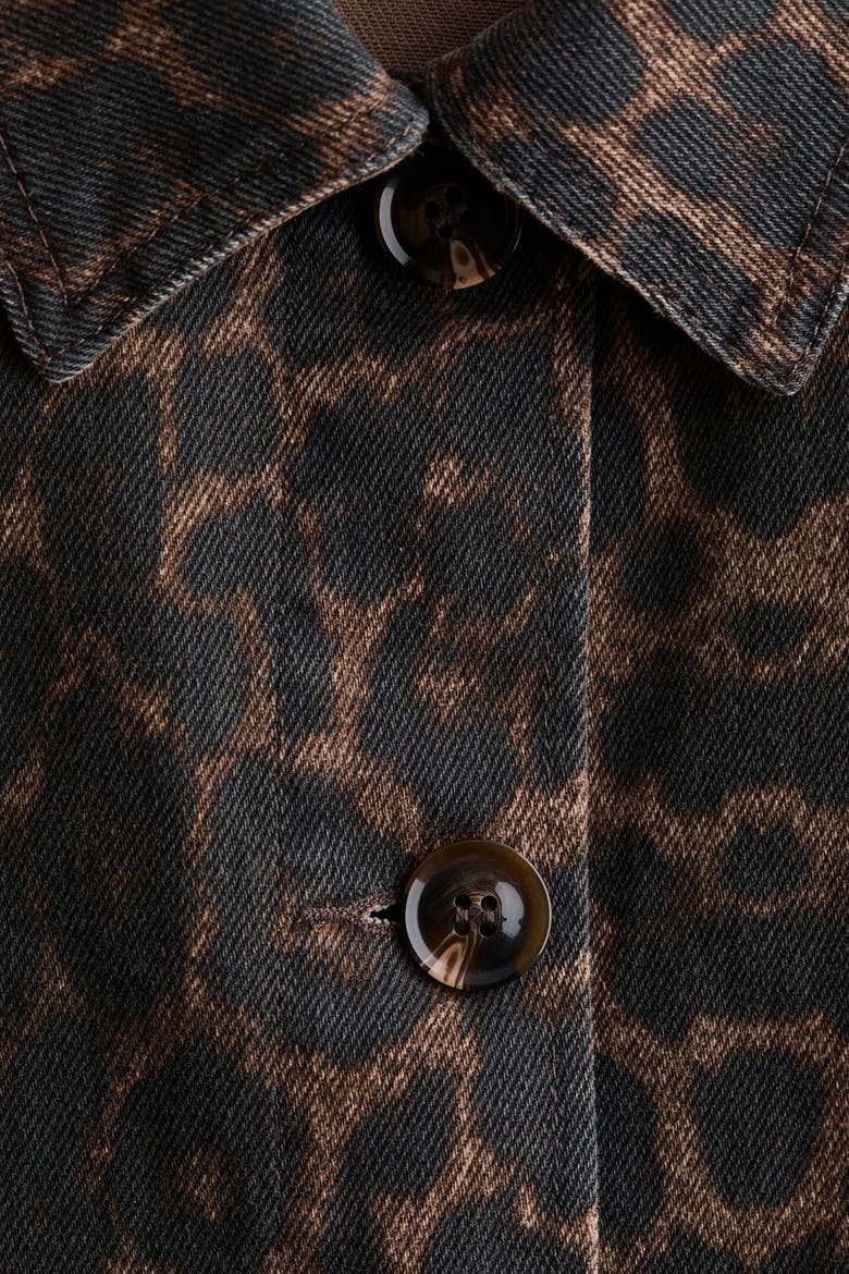 Cotton Denim Jacket, Alternate, color, Brown/leopard print