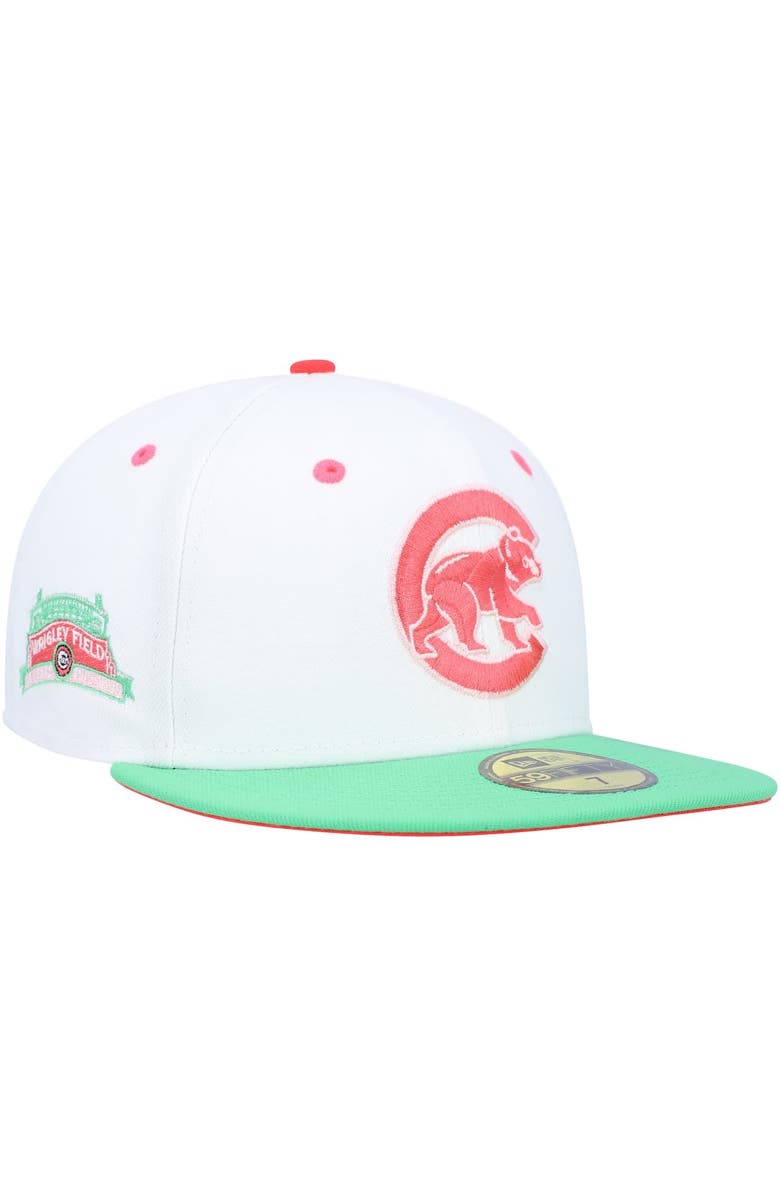 New Era Men's New Era White/Green Chicago Cubs Watermelon Lolli 59FIFTY Fitted Hat, Main, color,