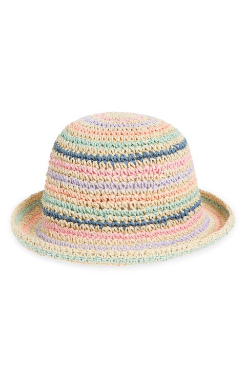 Kids' Stripe Straw Bucket Hat