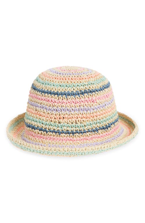 CAPELLI NEW YORK CAPELLI NEW YORK KIDS' STRIPE STRAW BUCKET HAT